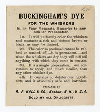 Load image into Gallery viewer, Victorian Buckingham&#39;s Dye for Whiskers Trade Card || Gentlemen