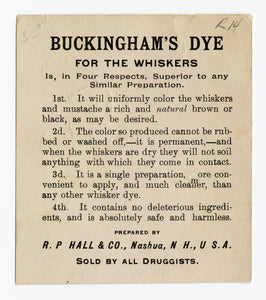 Victorian Buckingham's Dye for Whiskers Trade Card || Gentlemen