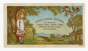 Victorian Ayer's Cherry Pectoral, Quack Medicine Trade Card || Girl, Farm