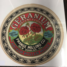 Load image into Gallery viewer, Old Vintage, GERANIUM Patent FLOUR Barrel Label, Anchor Roller Mills, Prance Milling Co., Vintage - TheBoxSF