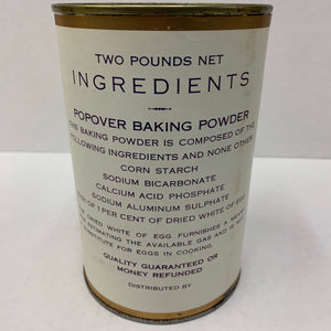 POPOVER Brand Baking Powder Tin, Packaging