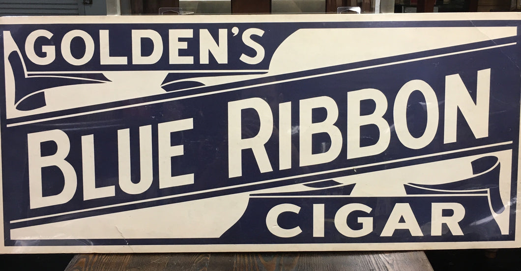 Old vintage GOLDEN’s BLUE RIBBON Cigar sign, Tobacco - TheBoxSF