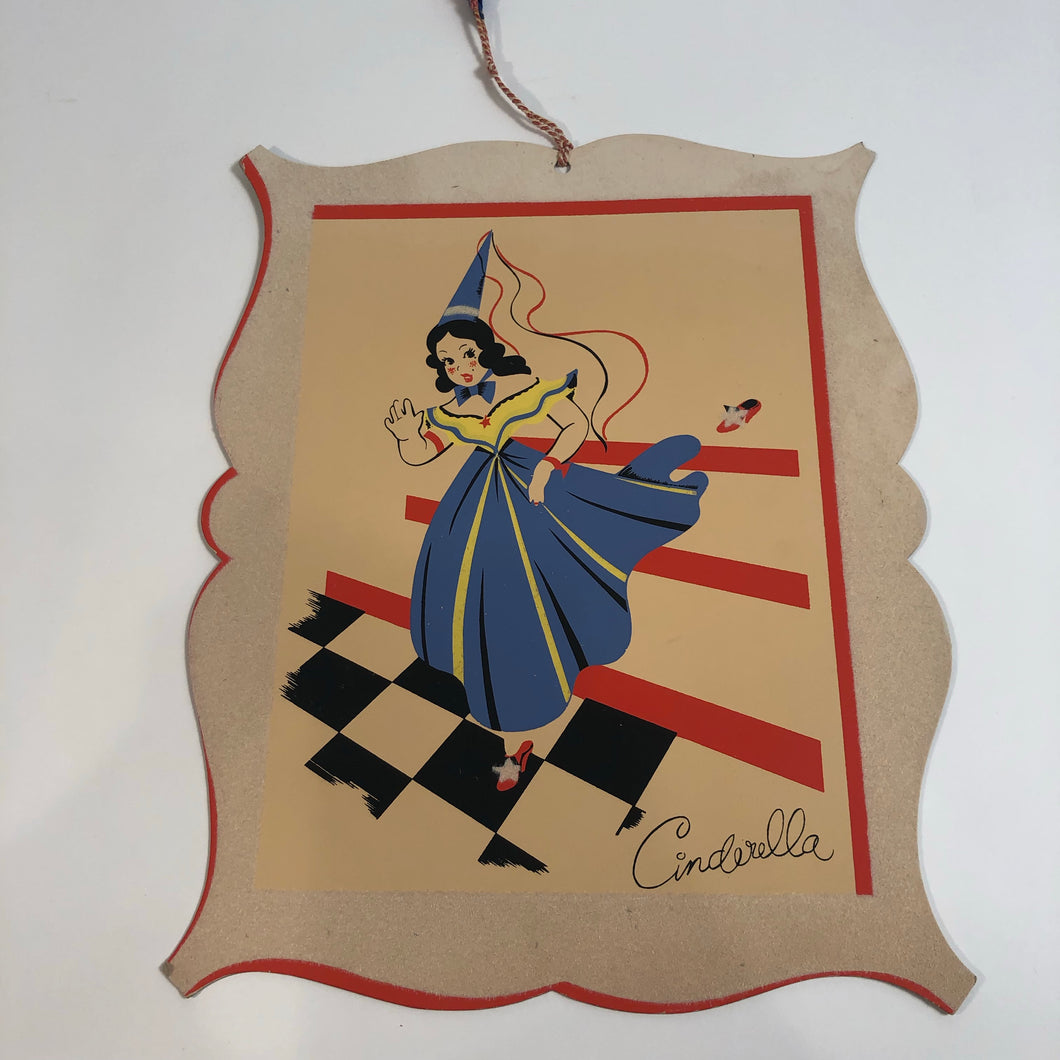 Charming Vintage CINDERELLA Die-Cut Poster with Hanger Cord