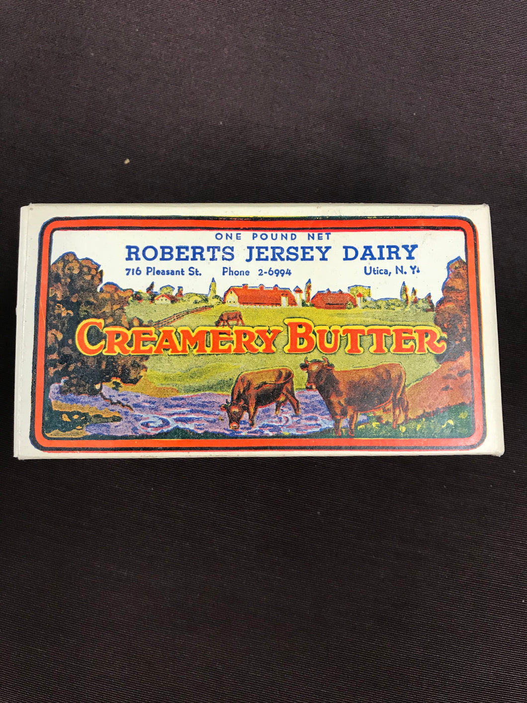 Vintage Roberts Jersey Dairy Creamery Butter Cardboard Packaging - TheBoxSF