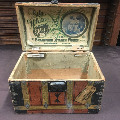 Antique Lily White Starch Box, Trunk Shaped, Brantford Starch Works