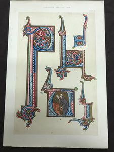 Bookplate featuring illuminated letters