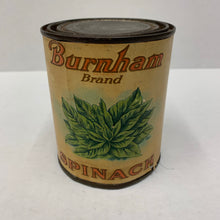 Load image into Gallery viewer, BURNAM Brand SPINACH Tin Can and Original Label, Fancy Quality || Packaging