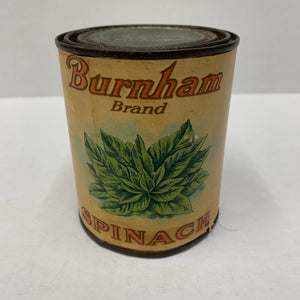 BURNAM Brand SPINACH Tin Can and Original Label, Fancy Quality || Packaging