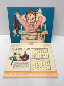 1938 BACH COAL COMPANY Promotional Calendar featuring Christmas Cover