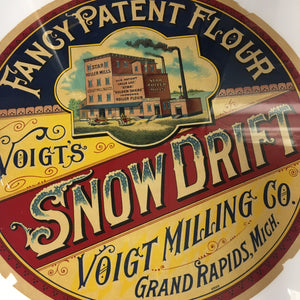 Old Fancy Patent FLOUR Barrel Label, SNOW DRIFT, Voigt Milling Co. Grand Rapids - TheBoxSF