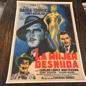 Mexican Movie Poster, "La Mujer Desnuda" 1953 || Mounted to Linen