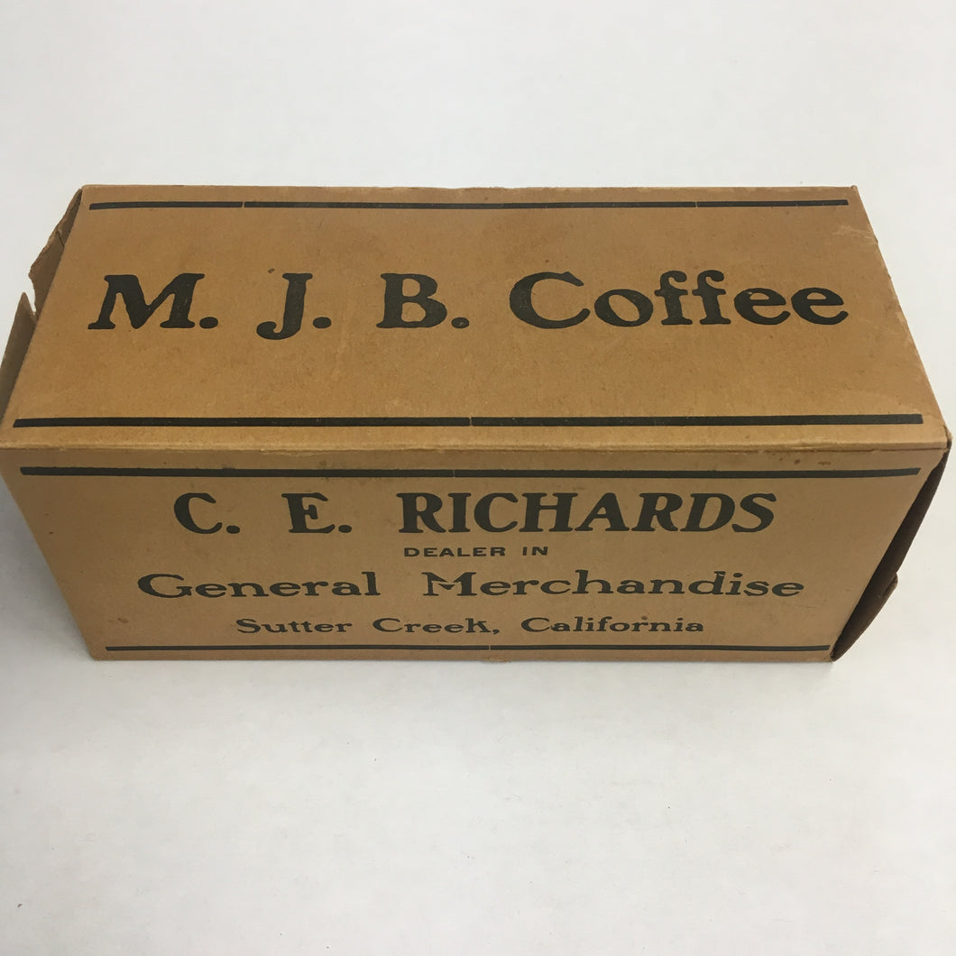 M.J.B COFFEE Box, Canned Goods || Kingan Ham & Bacon, Sutter Creek, California, C.E. Richards