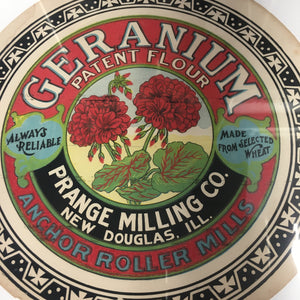 Old Vintage, GERANIUM Patent FLOUR Barrel Label, Anchor Roller Mills, Prance Milling Co., Vintage - TheBoxSF
