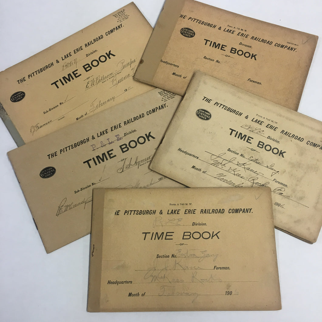 FIVE Early 20th century Railway Time Sheets
