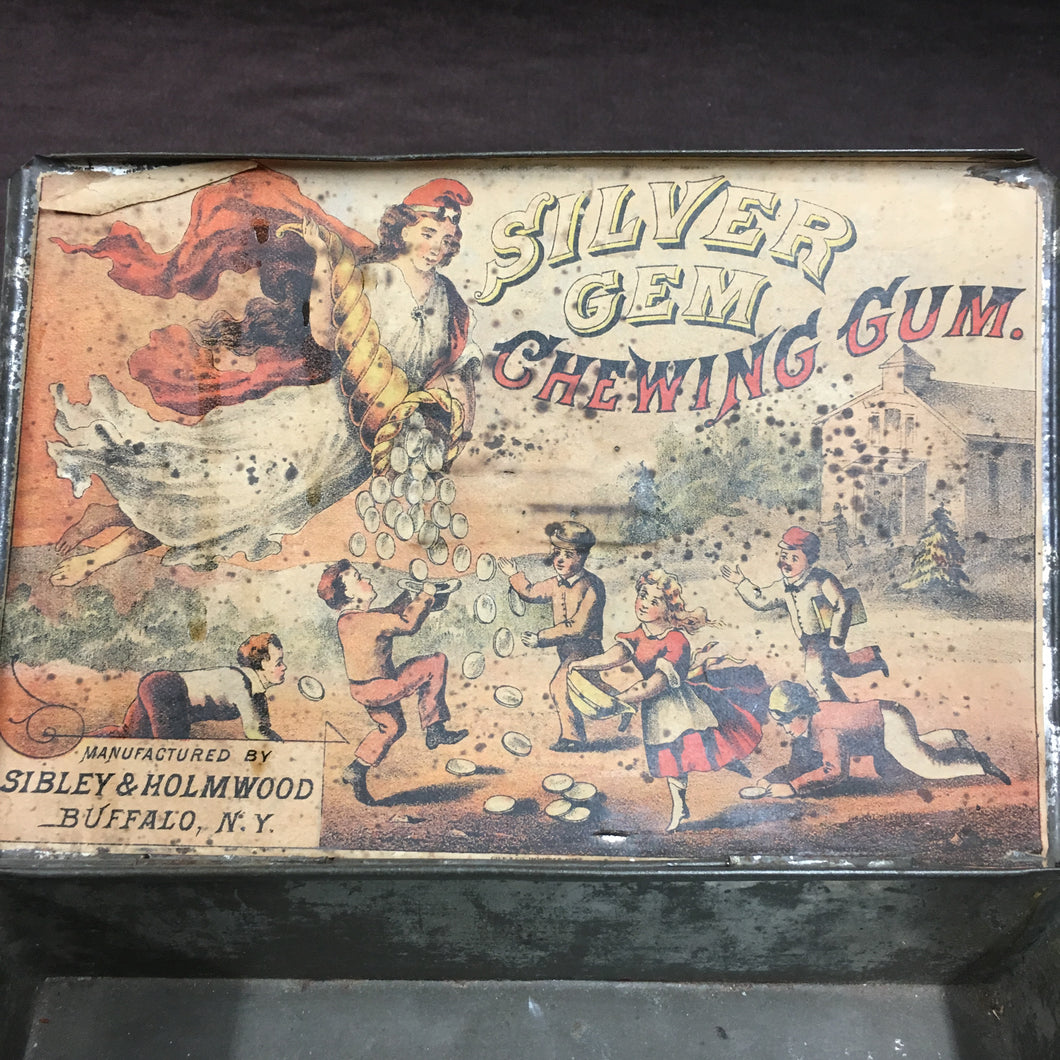 Old Vintage, Silver Gem CHEWING GUM Tin, Sibley & Holmwood - TheBoxSF
