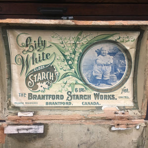 Old Vintage, Lily White Gloss STARCH BOX, Brantford Starch - TheBoxSF