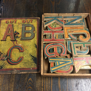 RARE Full ALPHABET, Cut Out ABC Game, Whitney Reed Chair Co. Old Vintage - TheBoxSF