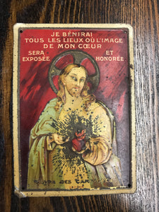 Antique French Tin Jesus, Religious Altar Sign, Religious Iconography, Christianity