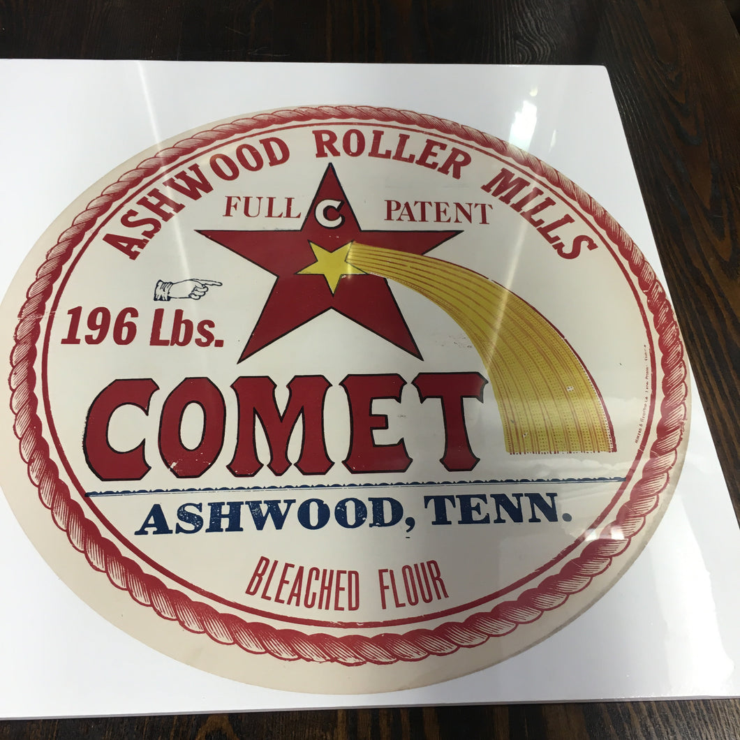 Old Vintage, COMET Bleached FLOUR Barrel Label, Ashwood Roller Mills, Walker & Jones - TheBoxSF
