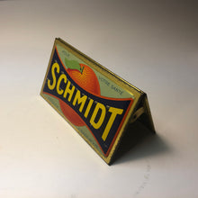 Load image into Gallery viewer, Vintage, French Schmidt Orange Advertising Tin