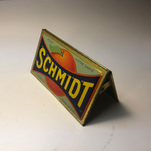 Vintage, French Schmidt Orange Advertising Tin