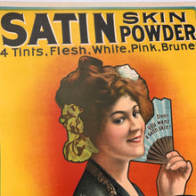 Load image into Gallery viewer, Old Rare SATIN SKIN POWDER Cream Poster, Mounted to Linen