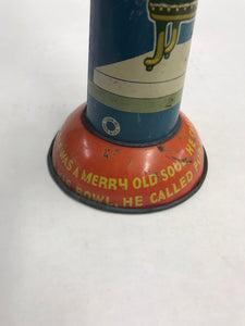 Colorful Vintage Nursery Rhyme Themed Tin Noisemaker/ Trumpet with Old King Cole