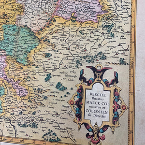 Antique Map of Westphalia || Berghe Ducatus Marck Comitatus et Coloniensis Diocesis, Gerhard Mercator Reprint