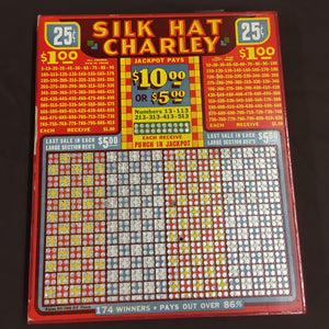 Vintage SILK HAT CHARLEY Punch Board, Jackpot, Lottery