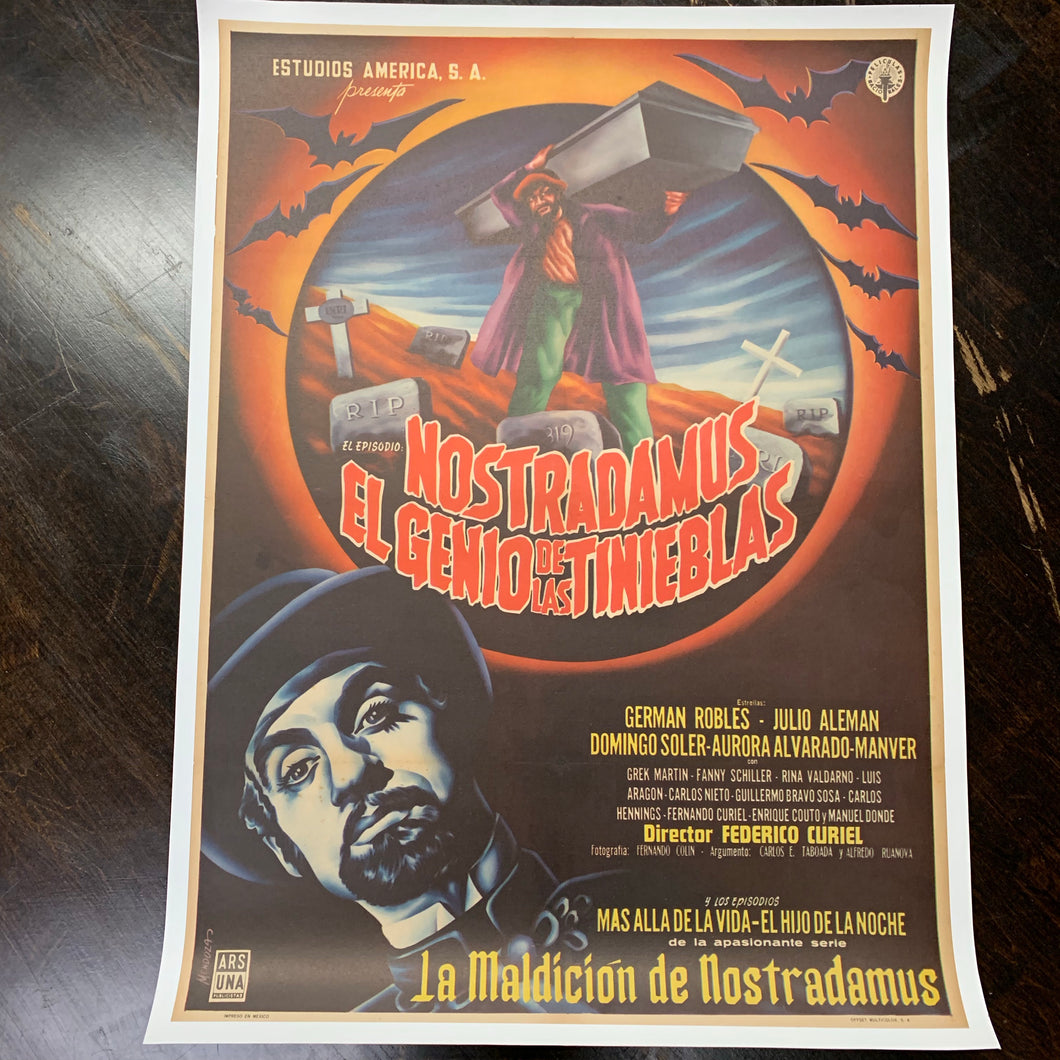 Mexican Movie POSTER, “Nostradamus El Genio Tinieblas” || Linen Mounted