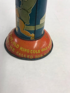 Colorful Vintage Nursery Rhyme Themed Tin Noisemaker/ Trumpet with Old King Cole