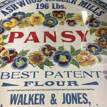 Load image into Gallery viewer, Old Vintage, PANSY FLOUR Barrel Label, Ashwood Roller Mills, Walker &amp; Jones - TheBoxSF