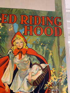 Large RED RIDING HOOD Poster || Wolf, Mounted to Linen, Taylors Printers