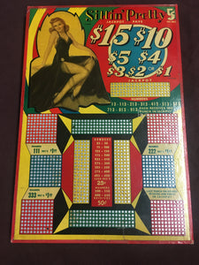 Vintage Sitting Pretty JACKPOT Pays Punch Board, Lottery