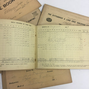 Inside Pittsburgh and Lake Erie Railroad time sheets 