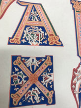 Load image into Gallery viewer, Bookplate featuring illuminated letters closeup