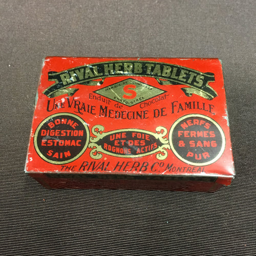 Antique, French Rival HERB TABLETS Lithographed Tin Box, Empty