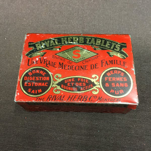 Antique, French Rival HERB TABLETS Lithographed Tin Box, Empty