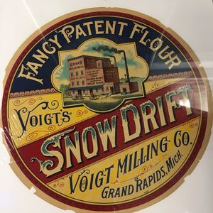 Old Fancy Patent FLOUR Barrel Label, SNOW DRIFT, Voigt Milling Co. Grand Rapids - TheBoxSF