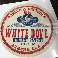 Load image into Gallery viewer, Old Vintage, WHITE DOVE Patent FLOUR Barrel Label, Sarver &amp; Crutcher - TheBoxSF