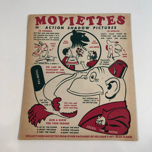 1930s UNUSED Kellogg's MOVIETTES ACTION SHADOW PICTURES Puppet Jocko the Monk