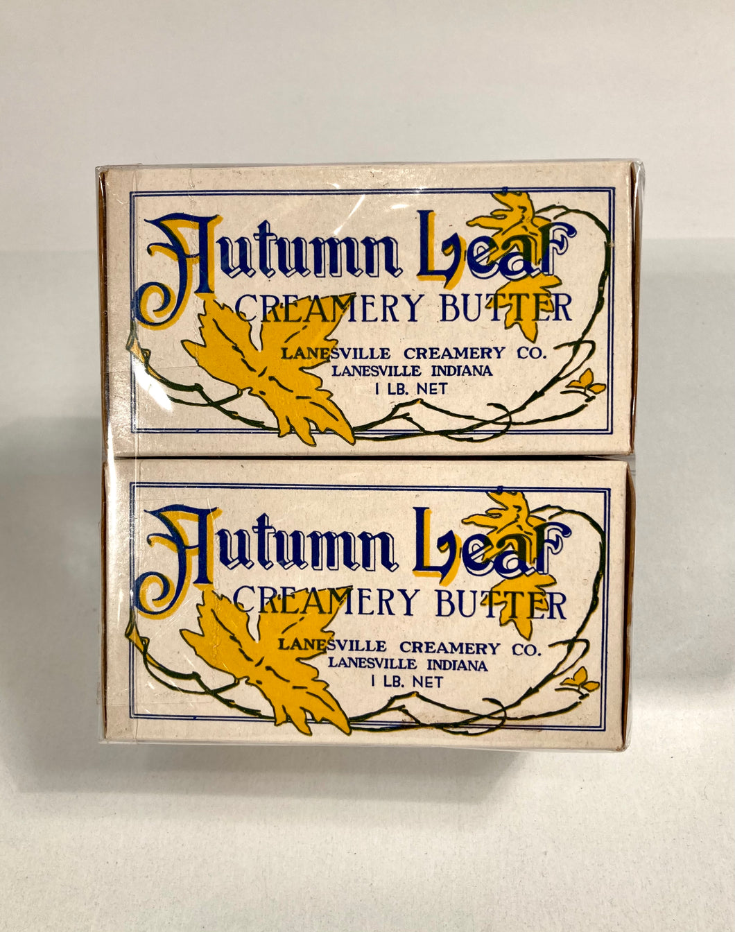 Antique AUTUMN LEAF Creamery Butter Packages || Two Shrink Wrapped Boxes
