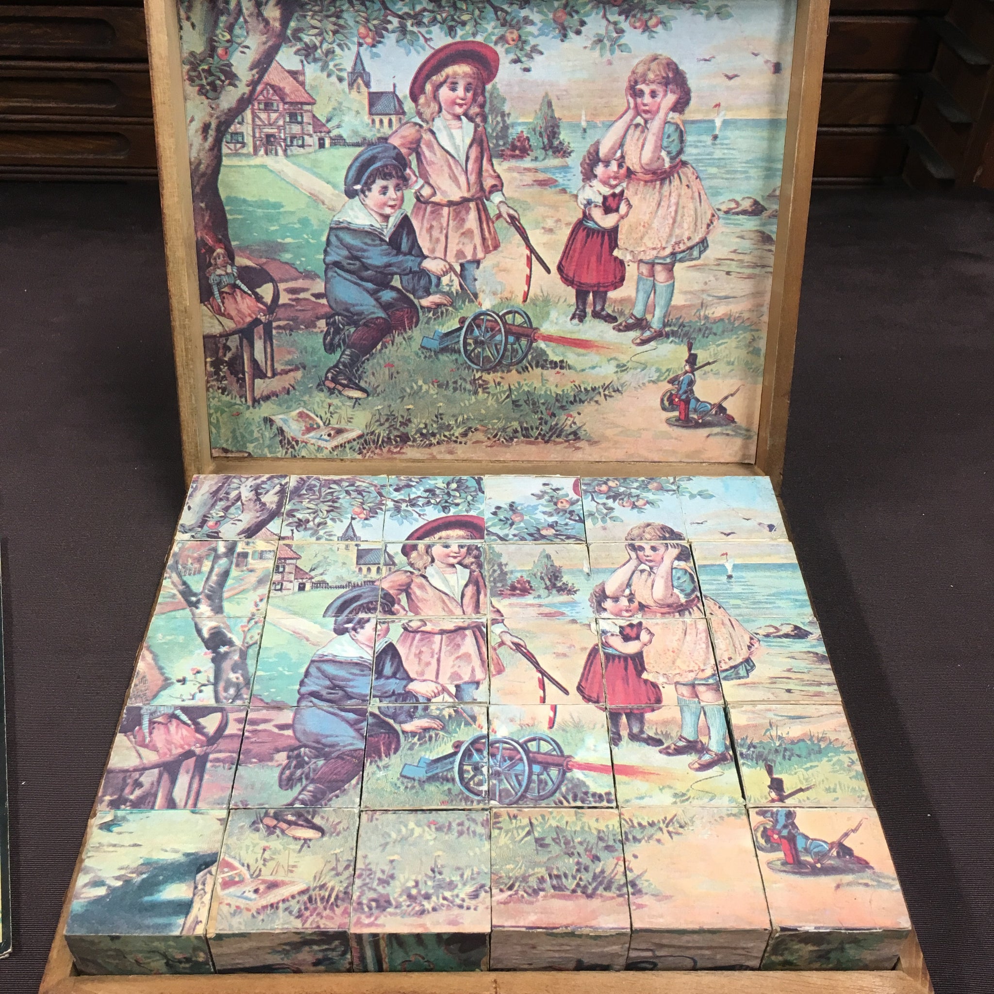 Jeu de cubes en bois puzzle vintage | Kaufen auf Jeu de cubes en bois puzzle vintage | Kaufen auf