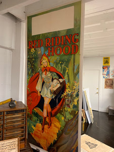 Large RED RIDING HOOD Poster || Wolf, Mounted to Linen, Taylors Printers