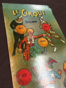 French LE CIRQUE BILLIARD Game Illustration, Poster || Vintage Circus