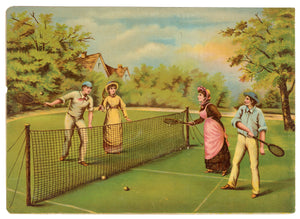 Antique Victorian Tennis Game Lithographic Print