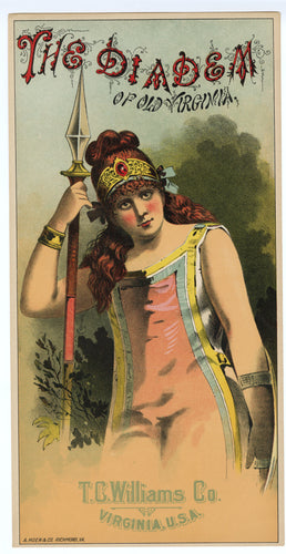 The Diadem of Old Virginia TOBACCO Caddy Label || T.C. Williams Co. Old, Vintage - TheBoxSF