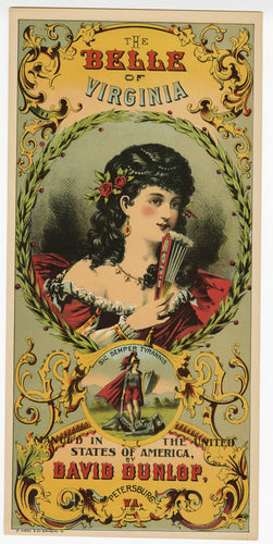 The BELLE of VIRGINIA Caddy Crate Label || David Dunlop, Old, Vintage