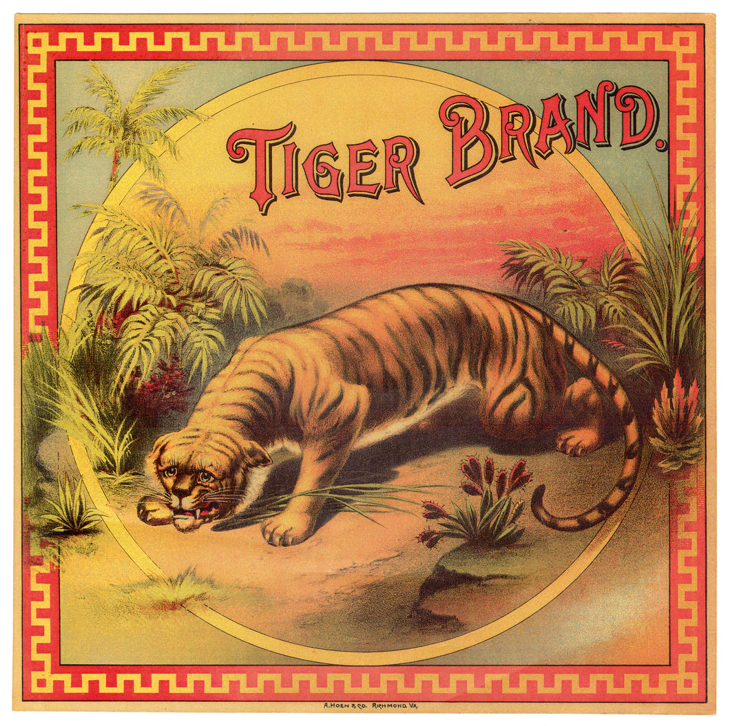 TIGER BRAND Caddy Crate Label || A. Hoen & Co., Old, Vintage - TheBoxSF