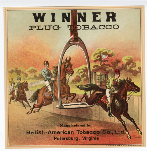 WINNER Plug Caddy Crate Label, Old || British-American Co., Vintage, Horses - TheBoxSF